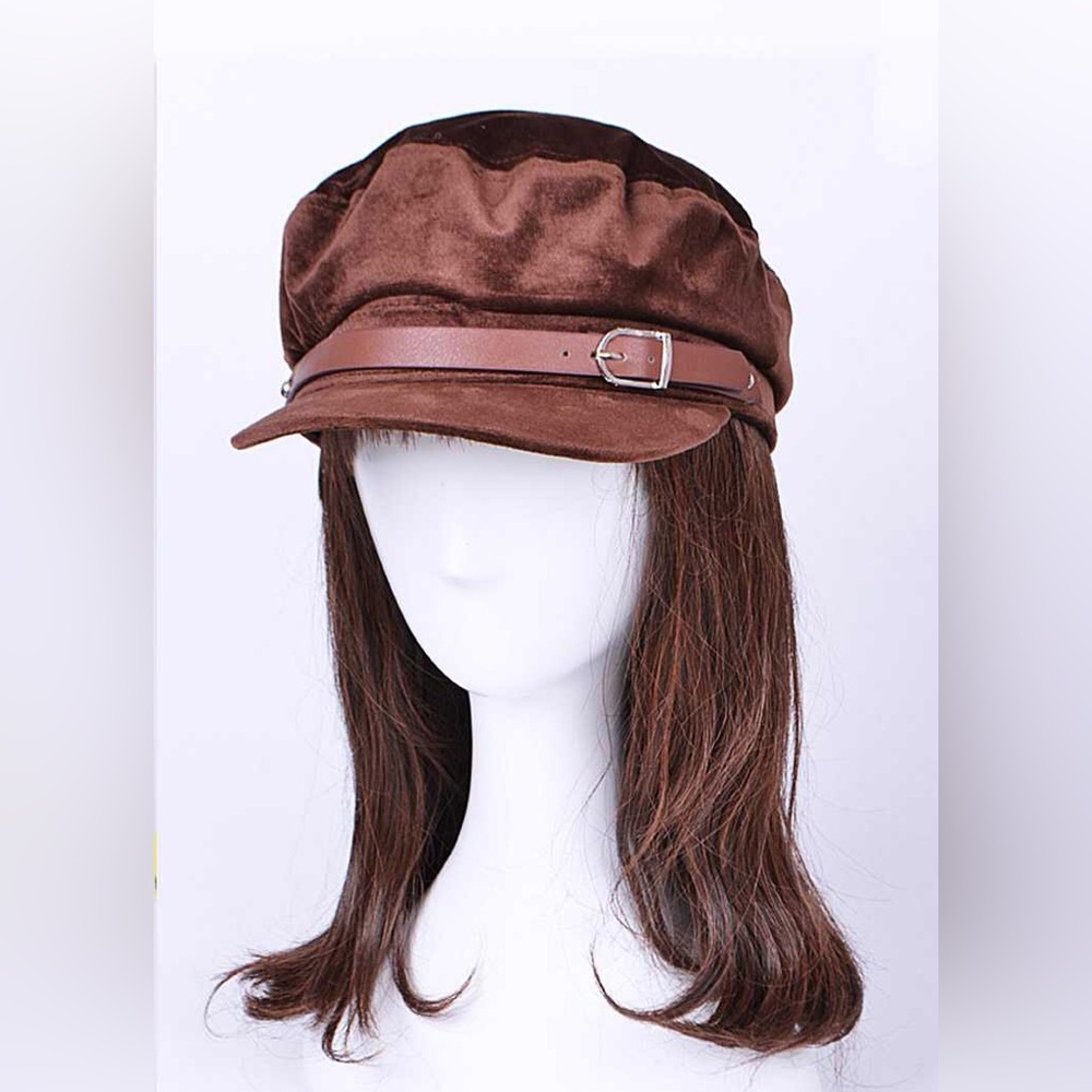 Velour Newsboy Hat Cap
